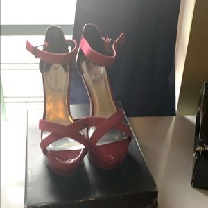 Burgundy wedge heel